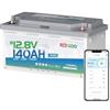 Redodo 12V 140Ah H190(1 PACK) Batteria LiFePO4 1792Wh Batteria Litio con Bluetooth BMS 150A Protezione Basse Temperature Stesse Dimensioni 12V 100Ah per Camper/Barche/Emergenze Domestiche