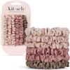 Kitsch Elastici per capelli in raso per donna - Elastici per capelli senza pieghe | Elastici per tutti i tipi e le consistenze di capelli, perfetti per il giorno e la notte - 6 pezzi, Terracotta