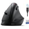 TECKNET Mouse Ergonomico, Mouse Verticale Senza Fili Ricaricabile con 3 Porte Dispositivi (BT 5.0/3.0+2.4GHz), 4800 DPI a 6 Livelli Regolabili, Scatto Silenzioso per Laptop, Desktop, PC, Macbook