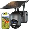 Xega 4G LTE 12X Zoom Ibrido Telecamera Esterno con SIM Scheda,2K HD PTZ Doppio Obiettivo Telecamere Senza Fili con Pannello Solare 10400mAh Batterie,30m Visione Notturna,Détection Humaine,TF/Cloud