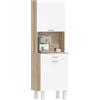 HOMCOM Credenza Cucina Alta 2 Ante Ripiani 55x40x174 cm Bianco/Color Legno