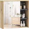 HOMCOM Specchio Bagno Contenitore con 2 Ante, 60x20x60 cm Mobile Bagno con Specchio, Scomparto Aperto, Mobiletto Bagno da Parete Salvaspazio in Vetro, Naturale