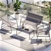 Clevich Set Salotto da Giardino 4 Pezzi in Textilene, Mobili da Esterno con Piedini Regolabili, Resistente agli Agenti Atmosferici, Adatto per Terrazzo, Giardino e Spazi Esterni, Grigio