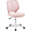 Yaheetech Sedia Ufficio Scrivania Senza Braccioli Girevole a Rotelle Ergonomica Portata 136 kg in Rete Traspirante Altezza Regolabile Rosa Chiaro