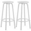 WOLTU Sgabelli da Bar Set di 2, Sgabello Alti 72cm con Poggiapiedi Seduta Tonda Alta Sedia per Cucina Ristorante in Acciaio e Legno Bianco