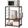 WOLTU Scaffale per Cucina Carrello per Microonde Forno a 3 Ripiani in Metallo e Legno Scaffalature Fioriera Multiuso, Effetto Legno Vintage