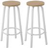 WOLTU Sgabelli da Bar Set di 2, Sgabello Alti 72cm con Poggiapiedi Seduta Tonda Alta Sedia per Cucina Ristorante in Acciaio e Legno Rovere Chiaro