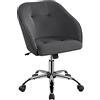 Yaheetech Sedia/Poltroncina Ufficio Scrivania in Velluto Imbottita Girevole a Rotelle Ergonomica Reclinabile Altezza Regolabile Portata 136 kg Grigia