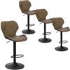 EUGAD Set di 4 Sgabelli da Bar Cucina Sgabello Alto con schienale in Simipelle Sedia Alta da Sala Pranzo con Poggiapiedi Marrone scuro 0663BY-4