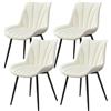 Yaheetech Set di 4 Sedie da Pranzo Moderne in Velluto Sedie Imbottite con Schienale e Gambe in Metallo Senza Braccioli per Cucina Sala da Pranzo e Soggiorno (Beige)