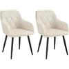 WOLTU Set di 2 Sedie per Sala da Pranzo Imbottita, Poltroncina in Velluto,Sedia da Cucina con Braccioli e Schienale, Gambe in Metallo, Crema,