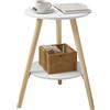 EUGAD Tavolino da Salotto a 2 Ripiani, Tavolino Rotondo, con Gambe in Legno Massiccio, per Camera da Letto, Soggiorno, in MDF, 38x38x55 cm