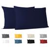 Dreamzie Federa Cuscino Cotone 40x70 cm Blu Scuro (Set da 2), OEKO-TEX