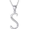 Morella Collana donna argento con ciondolo lettera S argento 925 rodinato con zirconi bianchi 45 cm