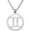 Morella collana da donna in acciaio inox argento con ciondolo segno zodiacale Gemelli in sacchetto di velluto