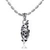 DonDon, collana da uomo in acciaio inox, lunghezza 55 cm, con ciondolo a forma di teschio in acciaio inox, con pietra nera, sacchetto di velluto nero incluso, acciaio inossidabile, zirconia cubica,