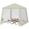 WOLTU Gazebo 3x3 Pieghevole Idrorepellente, Pergolato da Giardino, Gazebo da Esterni, con Pareti Laterali a Zanzariera, per Campeggio, Feste, Beige