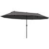 Outsunny Ombrellone da Giardino Doppio da Giardino 4.6x2.7 m a 12 Stecche con Prese d'Aria e Manovella, Ombrellone per Esterno in Acciaio e Poliestere, Anti UV, per Balcone e Terrazza, Grigio
