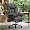 Efomao Sedia da Ufficio Ergonomica, Poltrona Direzionale in Ecopelle PU con Poggiapiedi Estraibile, Sedia da Scrivania Reclinabile con Imbottitura Spessa, Supporto Lombare, Portata 200kg (grigio)
