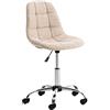 CLP Sedia da Ufficio Emil In Tessuto Trapuntato I Sedia Studio Girevole Con Ruote, Colore:crema