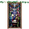 Generic Copertura Porta Natale - Banner Scena Natività Inverno 90 X 200 Cm, Sfondo in Tessuto per La Notte Santa | Decorazioni per Festa Della Porta D'Entrata, Forniture Per Festa Di Natale