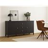 Dmora - Credenza Lisiane, Buffet da soggiorno, Madia da salotto, Dispensa da cucina, 151x38 h80 cm, Nero
