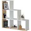 Dmora - Libreria Cincinnati, Mobile portalibri bifacciale con 6 Scomparti, Scaffale divisorio da Ufficio, 108x28h110 cm, Bianco e Rovere
