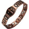 OUTLETISSIMO® Bracciale Magnetico da Uomo con Croci - Rame Anticato e Acciaio Inossidabile - Gioiello Religioso Maschile per Magnetoterapia e Benessere S102