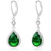 ALEXCRAFT Orecchini Lunghi Donna Pendenti Eleganti Orecchini con Pietra Verde Brillantini Da Cerimonia Sposa Matrimonio Orecchini Argento 925 Pistola Gioielli