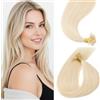 Benehair Extension Capelli Veri Cheratina Biondo Platino U-tip Hair Extension Cheratina Capelli Veri Umani Lisci Remy Keratina Invisibile 25 ciocche 35cm