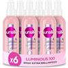 Sunsilk, Spray Extra Brillantezza Luminous 100, Spray Capelli, 4% Luminous Complex con Glycol&Vitamina C, Fino al 100% più Brillanti*, Sigilla Cuticole, Luminosità Effetto Specchio, 6 Pezzi da 200ml