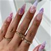Zimocepuz Press On Nails, unghie a mandorla con sfumatura 3D e perle, unghie in gel riutilizzabili, set di unghie per donne