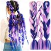 PORSMEER Blu/Rosa/Viola/Bianco Extension Treccie Africane Extension 24, 3 pezzi Ombre Kanekalon Jumbo Treccia Capelli treccia di scatola Per Crochet Twist Intrecciare I Capelli