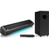 Saiyin Soundbar con Subwoofer per TV, Soundbar da 17 Pollici, Home Cinema 2.1 Canali con Bassi Regolabili, Indicatore di Volume e Ingressi Bluetooth/Ottico/AUX per TV, PC, Proiettore