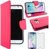 ebestStar - Cover Compatibile con Samsung S6 Galaxy SM-G920F, G920 Custodia Portafoglio Pelle PU Protezione Libro Flip, Rosa + Pellicola Vetro Temperato [Apparecchio: 143.4 x 70.5 x 6.8mm, 5.1'']