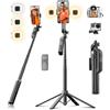 Funxee Asta per Selfie Treppiede Smartphone - Bastone Selfie Stick Cavalletto per Telefono 180cm con Telecomando e 2 luce LED per Video e Foto, Supporto tripod per iPhone, Android, Fotocamera e Gopro