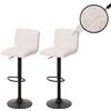 Mendler set di 2 sgabelli da bar HWC-G87, sgabello da bar, girevole e regolabile in altezza, tessuto Boucle (450g/m²) ~ bianco-crema