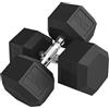 HOMCOM Set di Manubri Palestra da 2x12.5 kg Esagonale, Pesi Palestra con Impugnatura Antiscivolo, per Allenamento Fitness Palestra Casa, Nero
