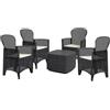 Dmora - Set Salotto da Esterno Anagni, Salottino Outdoor o Indoor, 4 poltrone con braccioli con Un tavolino Contenitore, Made in Italy, Antracite