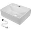 MAGIC SELECT Lavabo in Ceramica, Lavabo da Appoggio Bianco, Lavabo Sospeso Bagno Antimacchia, Facile da Pulire con Attacchi Standard. Ideale per Cucina o Bagno. (42x31x13 CM)