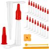 AOTOPYU 20 Pezzi Silicone Ugelli di Ricambio Beccucci Con 3 utensili per calafataggio e coperchio per Cartuccia Ugelli per Silicone per Calafatare Tappi Sigillanti Punte (20-A)