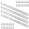 QWORK® 4 Pezzi 245mm x 19mm Piastre Staffa Piatta Forata , Piastre di Giunzione per Riparazione , In Acciaio INOX , per Fissaggio Mensola Supporto Mobili con 32 viti