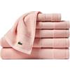 Lacoste Heritage Supima Cotton Set di 6 asciugamani da bagno, 2 asciugamani da bagno, 2 asciugamani per le mani, 2 salviette, rosa chiaro, altamente assorbenti e ad asciugatura rapida, essenziali per