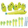 Qianly 10 Pezzi Pesci Giocattolo Estensibili Interattivo Multigiocatore, Set Gioco Pesca con Canna da Pesca, Sviluppa Coordinazione Occhio-Mano, Gioco Pesci Giocattolo Allungabili, Verde,Bagged 8F 2R