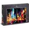 Ulmer Puzzleschmiede Puzzle da 1000 pezzi Urban Lights - Città astratta di notte con linee di luce verticali e dinamiche urbane - Motivo moderno - Qualità puzzle Made in Germany