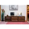 PIB Mobile TV vintage in legno, stile scandinavo, 180x47x50cm, porte traforate, spazio di stoccaggio integrato, design raffinato