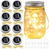 GAOUTO 8 pezzi di ricambio per luce solare, 30 LED solari, coperchio solare Mason Jar Light, pezzi di ricambio per luci solari, pannello solare di ricambio per barattoli di conserve, lanterna da giardino