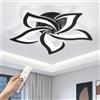 EASY EAGLE Lampadario Camera da Letto 60 cm, 48W Plafoniera LED Soffitto Dimmerabile con Telecomando 3000K-6500K, Moderno Plafoniera da Soffitto per Soggiorno, Nero
