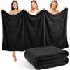 Lureon Asciugamani Bagno XXL 100x200 cm - 420 g/m² - Spesso per Sauna e Spiaggia - Unisex - Altamente Assorbente e Morbido (Nero)