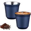 Pasdrucn Set di 2 tazze da caffè in acciaio inox, con pareti spesse, 80 ml, in acciaio inox, colore: blu scuro